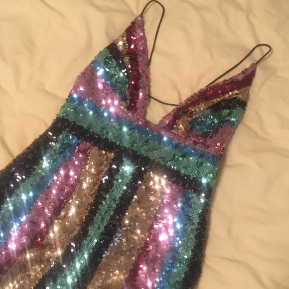 Free People Pants - Free People Rainbow Sequin Striped Romper